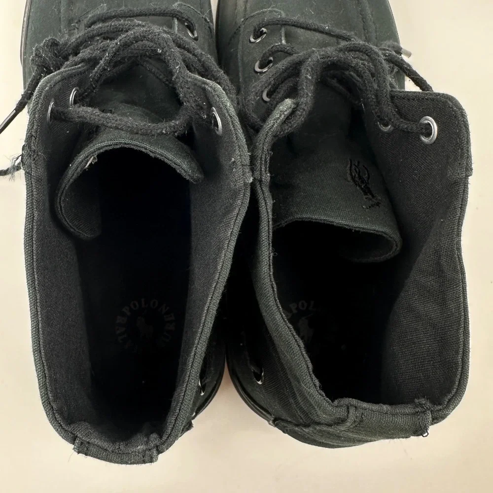 Polo Ralph Lauren Lander Chukka Mens Black Canvas Mid Top Moc Toe Sneakers 13D